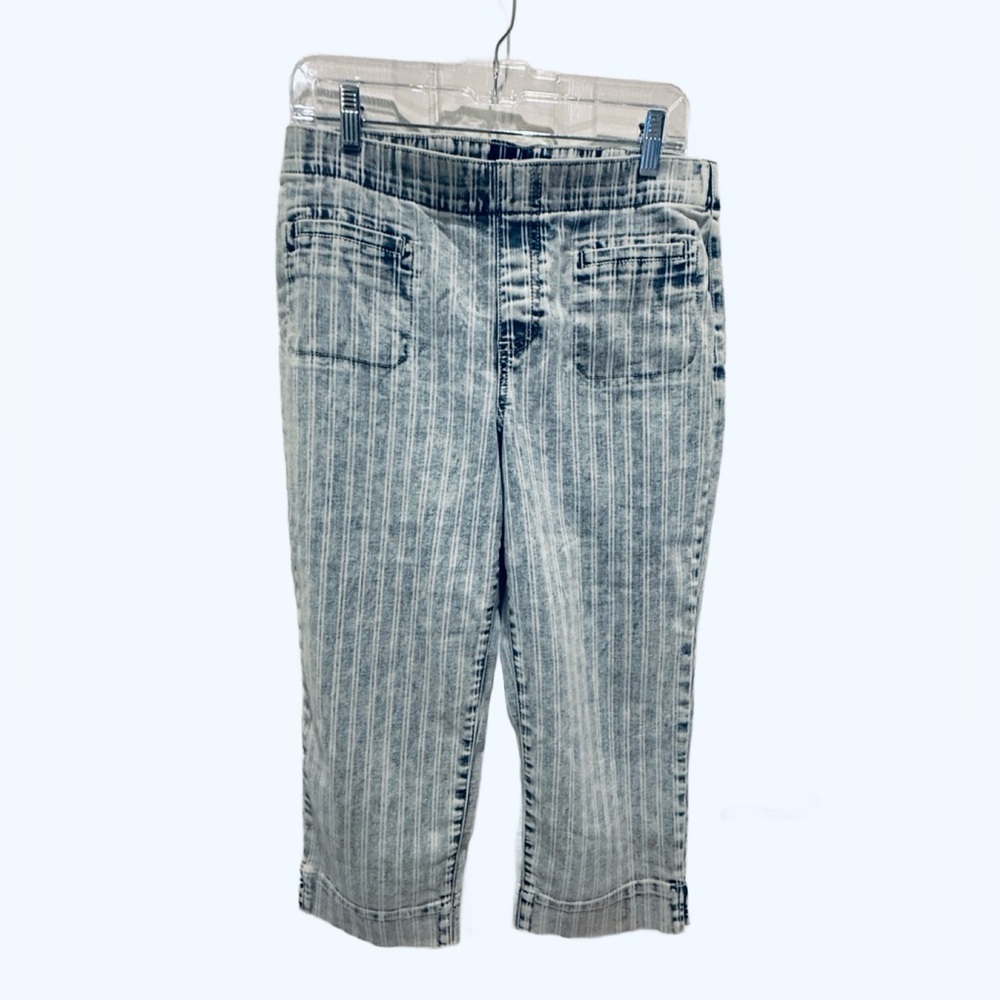 Westbound Blue Striped Denim Crop Pants 8p